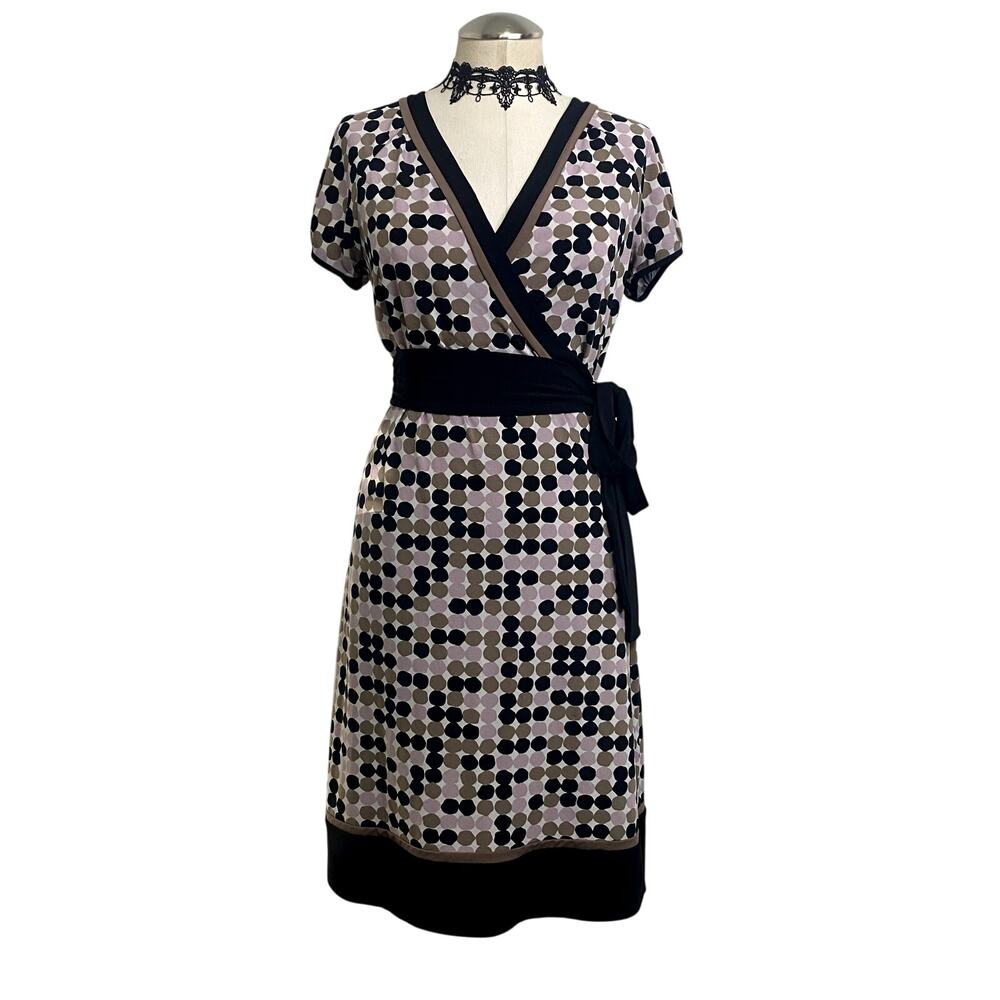Vtg Y2K‎ BCBG Wrap Tie Retro Grunge Boho Stretch Rockabilly Knee Length Dress
